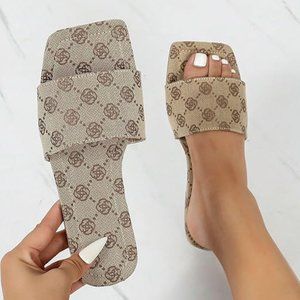 Slides single band slip on flat sandals